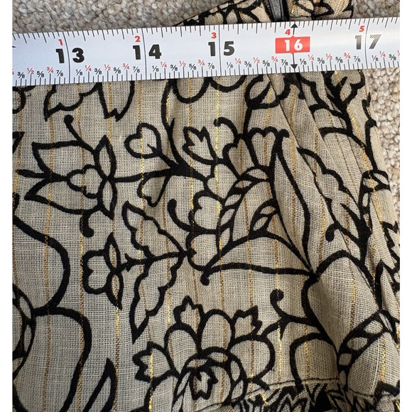 Soft Surroundings Boho Maxi Skirt Black Beige Gold Sequins Bird Medallion PM - Picture 11 of 12